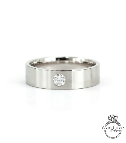 Solid gold mens band Diamond wedding band Art deco Round band 14K 18K rose gold Vintage Bridal ring unique Promise ring Anniversary ring