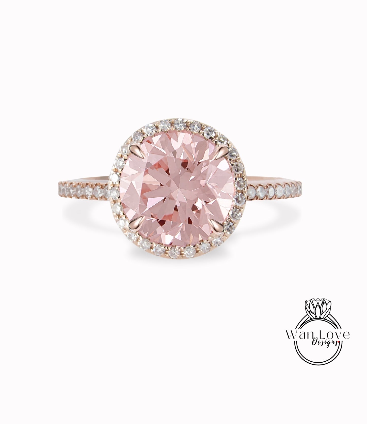 Vintage Peach Sapphire engagement ring gold round labradorite ring art deco diamond halo ring wedding Bridal ring Anniversary promise ring
