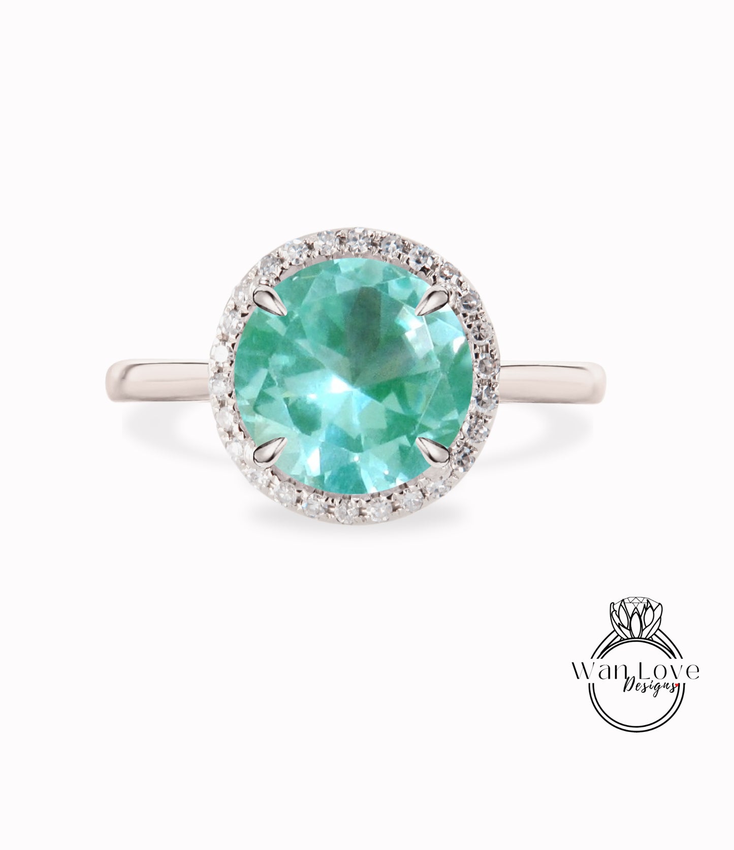 Anello di fidanzamento Half Halo a grappolo di spinello verde acqua verde blu Diamanti Cluster unico Anello in oro rosa bianco donna Promessa regalo di anniversario