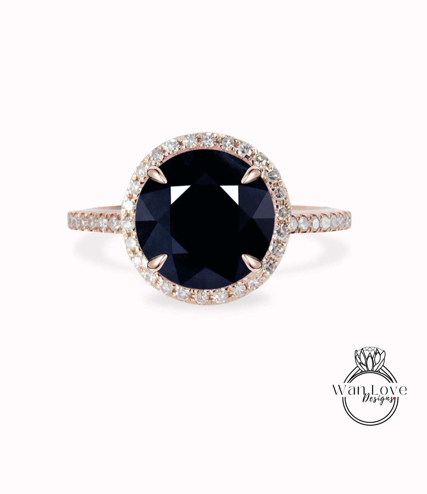 Anello di fidanzamento con zaffiro blu scuro naturale e diamanti Halo, rotondo, 1,5 ct, 7 mm, 14 kt, 18 kt, bianco, giallo, oro rosa, platino, anniversario di matrimonio personalizzato