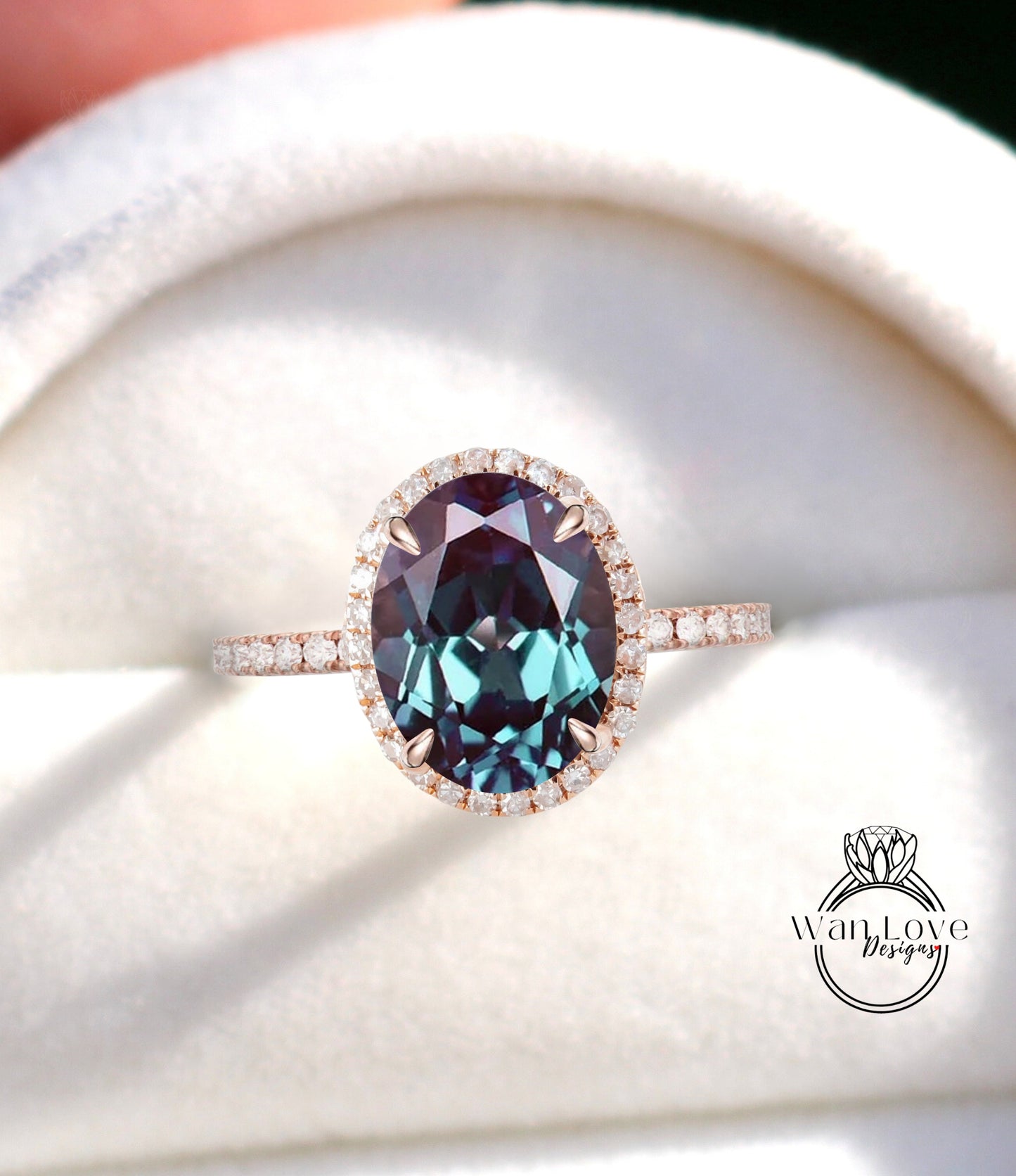 Anello con diamante Halo Anello di fidanzamento con alessandrite e diamante ovale Halo Anello con diamante Art Déco Halo Anello di promessa nuziale per anniversario di matrimonio