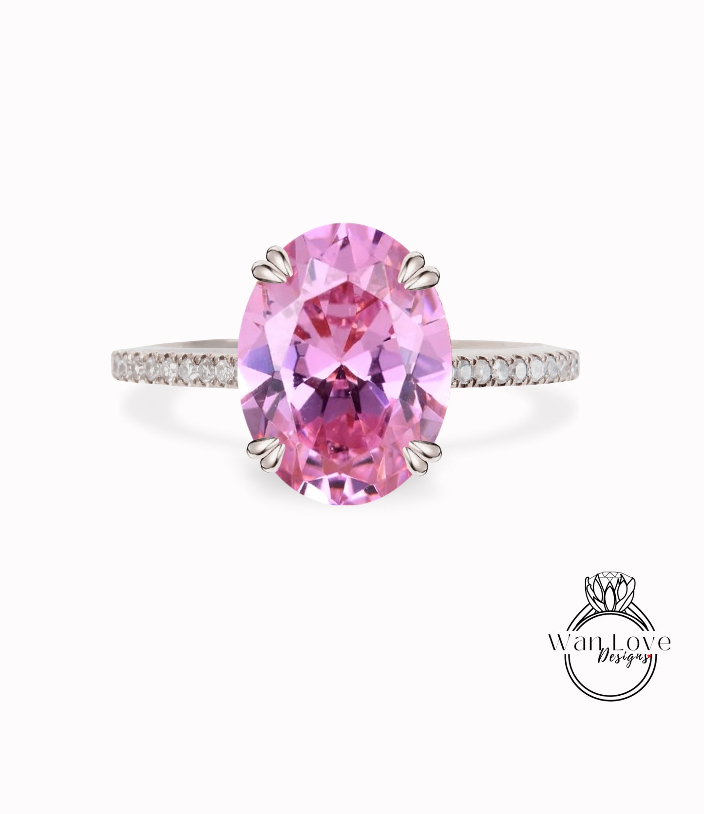 Anello di fidanzamento color zaffiro rosa taglio ovale anello di fidanzamento in oro rosa mezza eternità con fascia di diamanti art deco anello di fidanzamento per anniversario di matrimonio