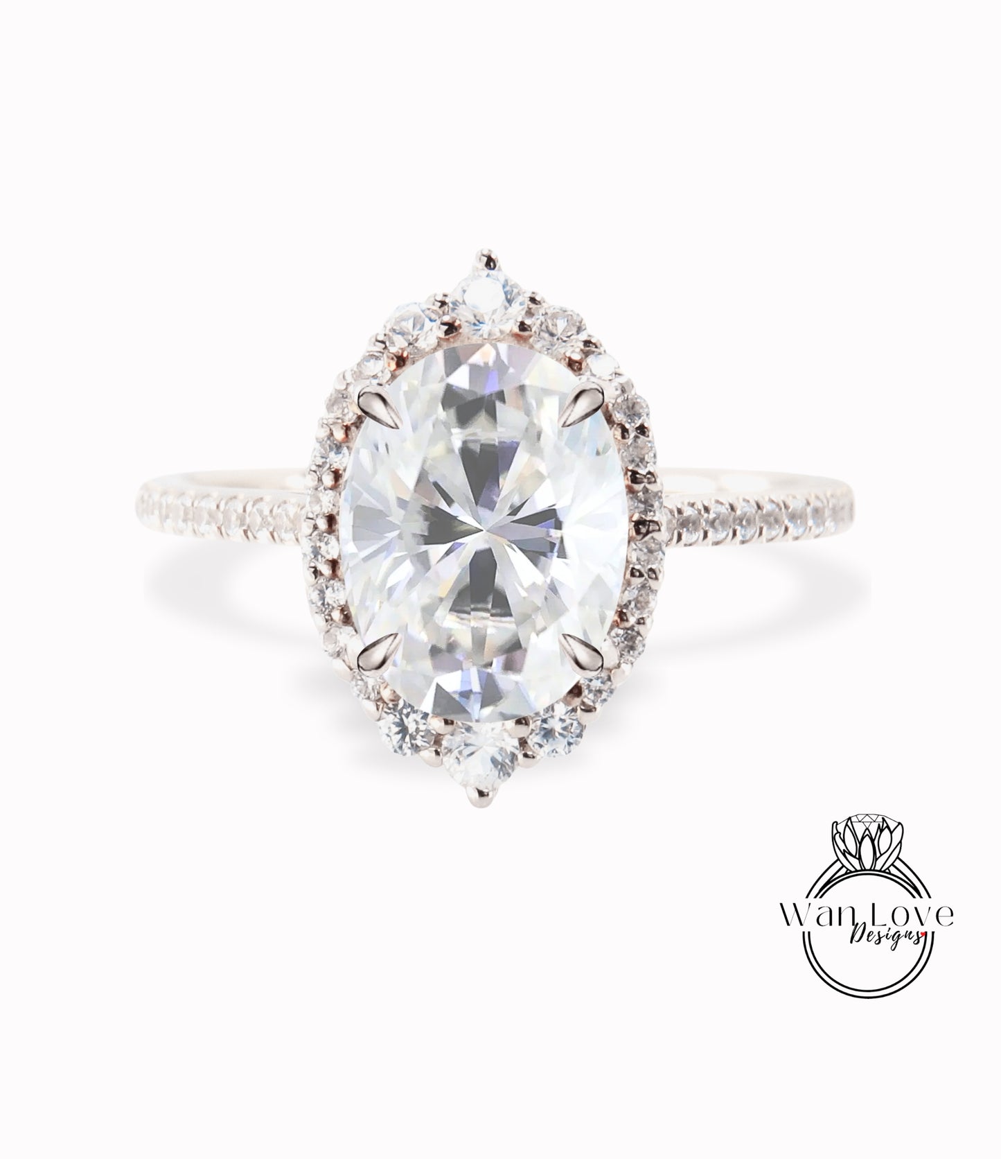 Anello di fidanzamento vintage da 2 ct | Anello nuziale unico con diamante moissanite grigio | Anello nuziale con alone a forma ovale a grappolo | Anello anniversario antico