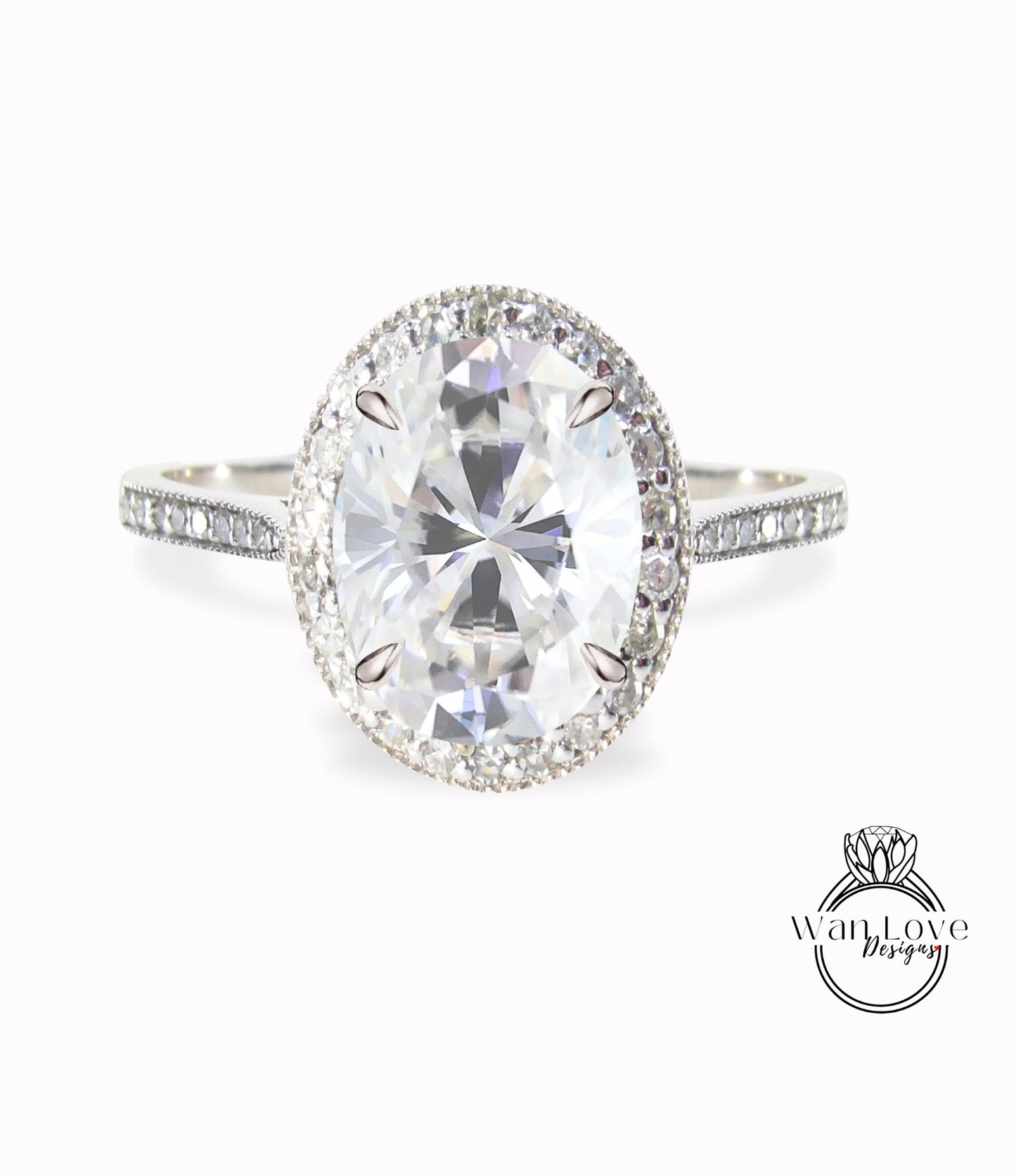 Anello di fidanzamento con diamante Halo vintage milgrain Anello Moissanite e diamante ovale Halo Anello di fidanzamento con diamante Art Deco Anello di promessa nuziale