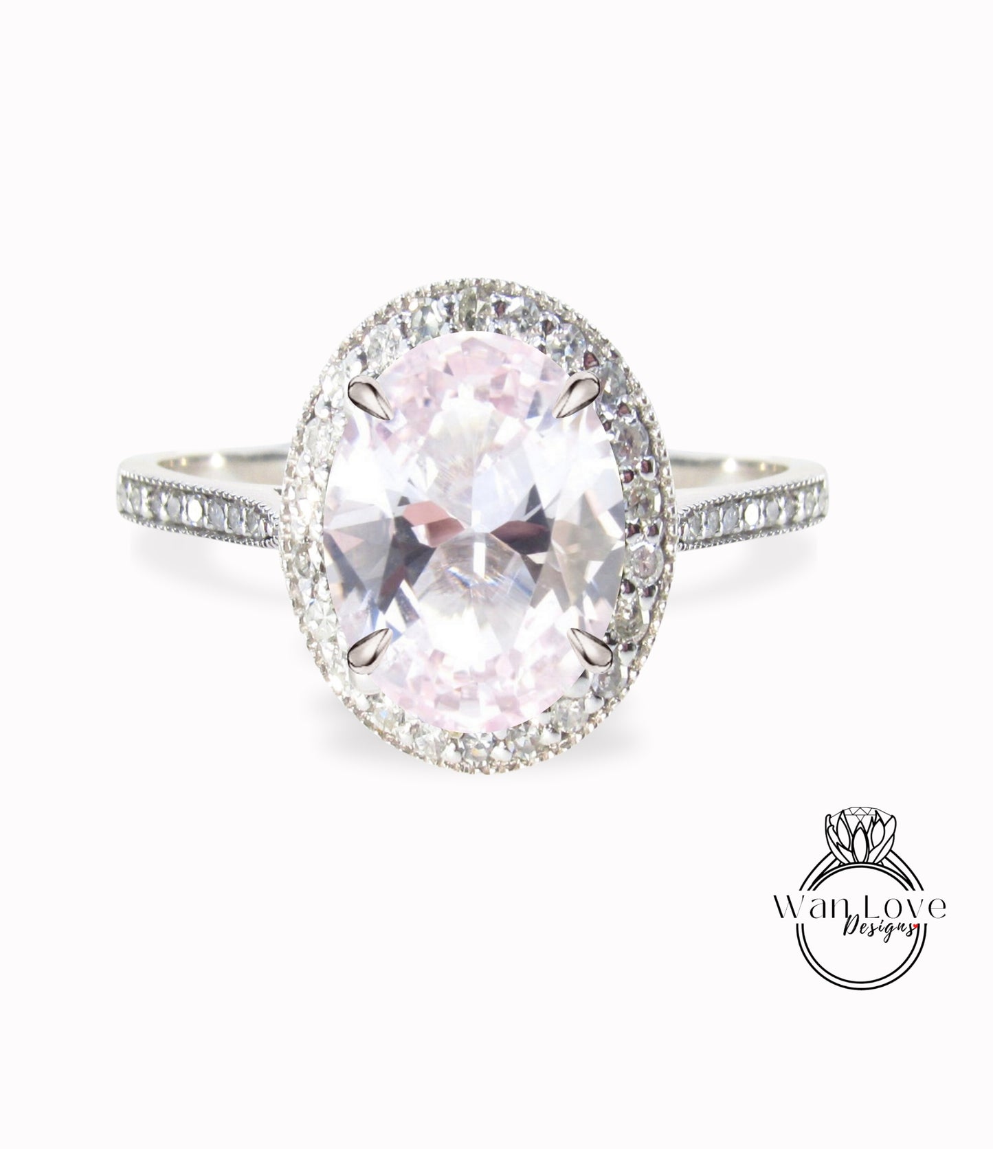 Light Pink Sapphire Diamond 14k gold milgrain oval halo engagement ring, sapphire gold engagement ring, gold milgrain ring, vintage inspired