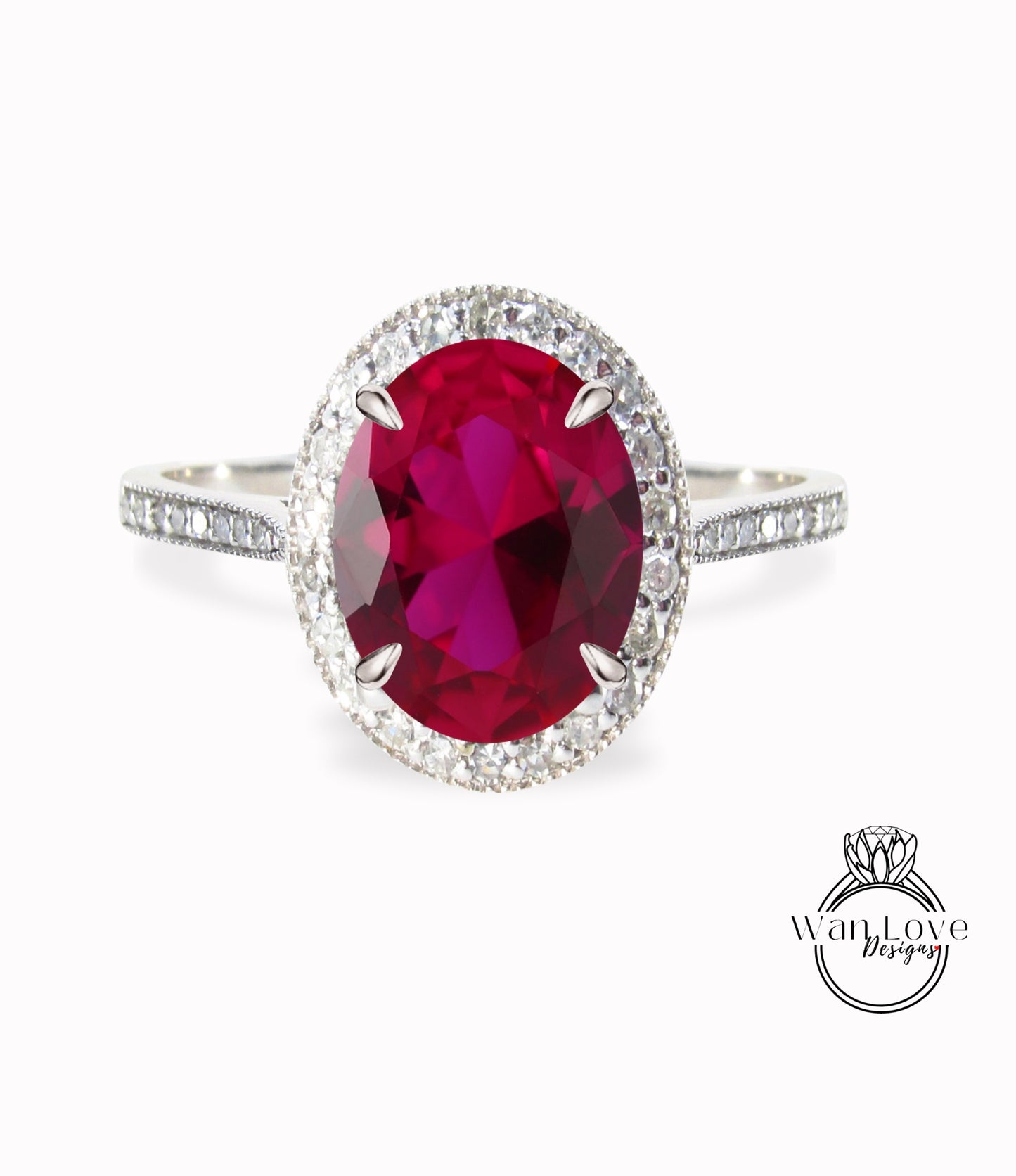 Ruby Diamond 14k gold milgrain oval halo engagement ring, ruby gold engagement ring, gold milgrain ring, vintage inspired