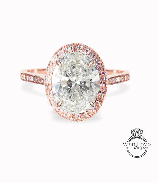 Vintage milgrain Diamond Halo Ring Lab Diamond Oval Halo Engagement Ring Art Deco Diamond Halo Ring wedding bridal promise ring