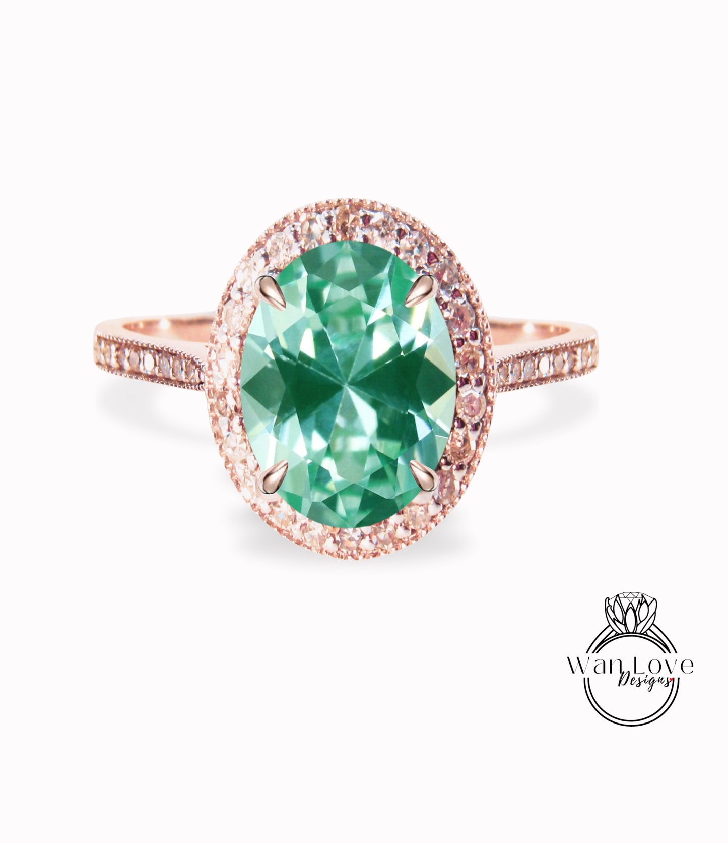 Anello di fidanzamento aureola ovale Teal Spinel Diamond 14k oro milgrain, anello di fidanzamento spinello verde blu, anello milgrain d'oro, ispirato vintage