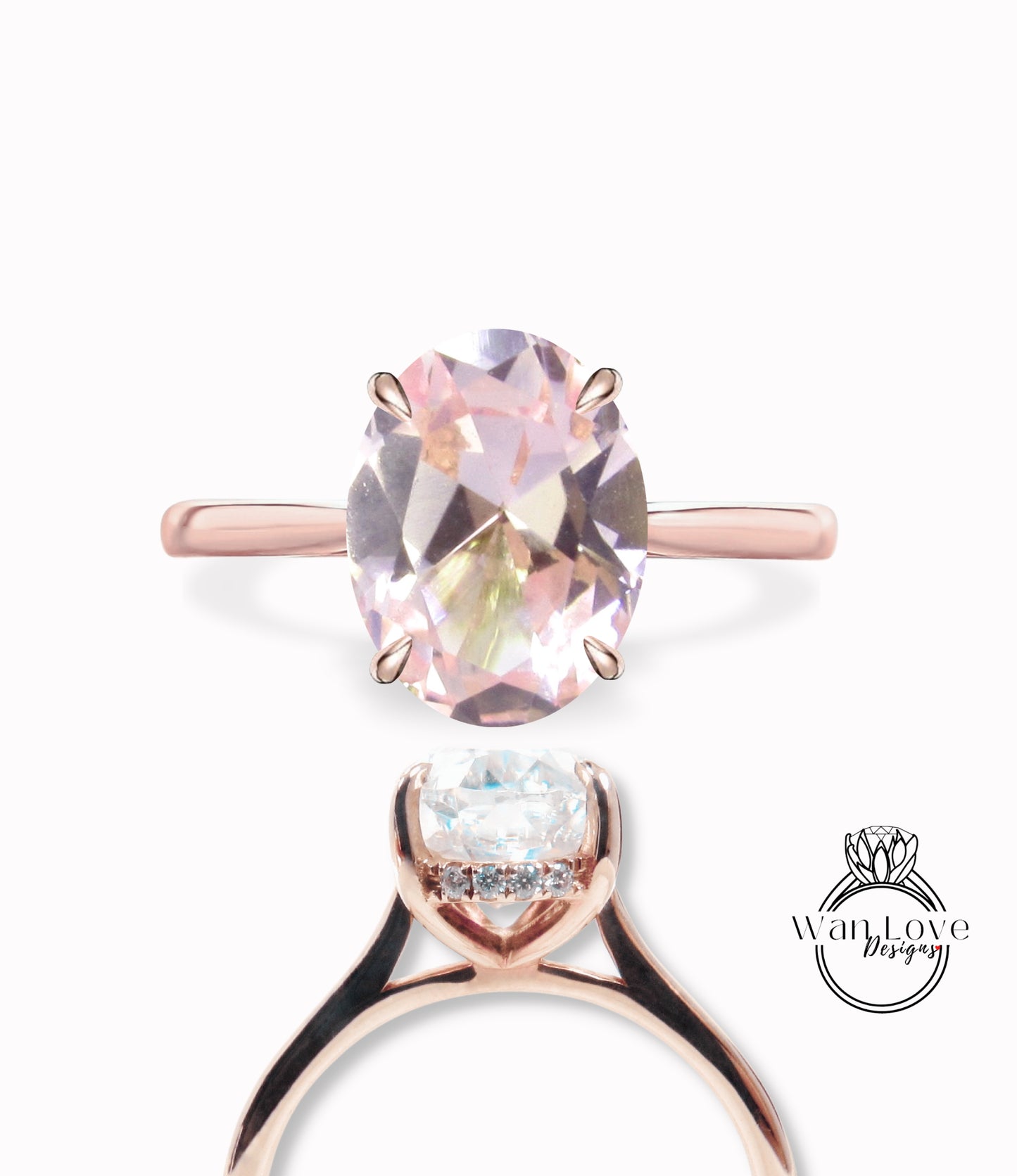 Anello di fidanzamento ovale con zaffiro pesca Anello di diamanti Halo laterale in oro rosa antico Anello di promessa di anniversario di matrimonio delicato affusolato Art Déco