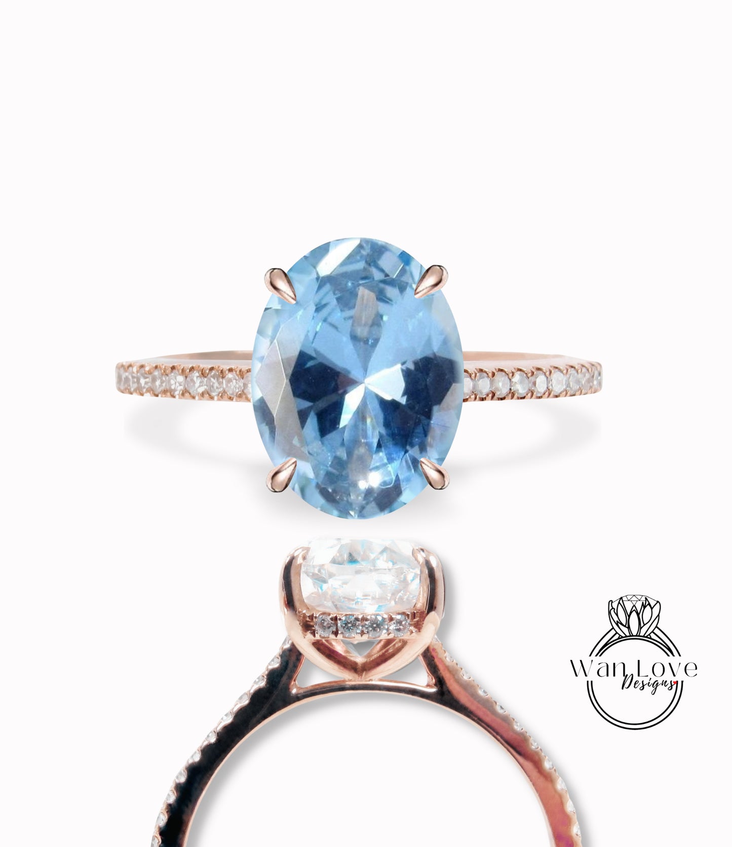 Blue Spinel & Diamond Oval Side Halo Engagement Ring, Celebrity, Custom,14k 18k White Yellow Rose gold-Platinum-Wedding