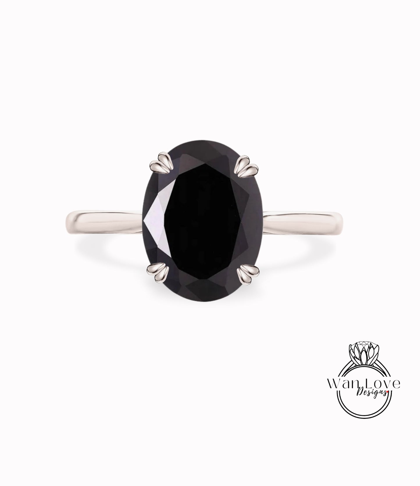 Anello di fidanzamento ovale con spinello nero, 4 poli, solitario, personalizzato, matrimonio, regalo di anniversario, 14k 18k bianco giallo oro rosa-platino