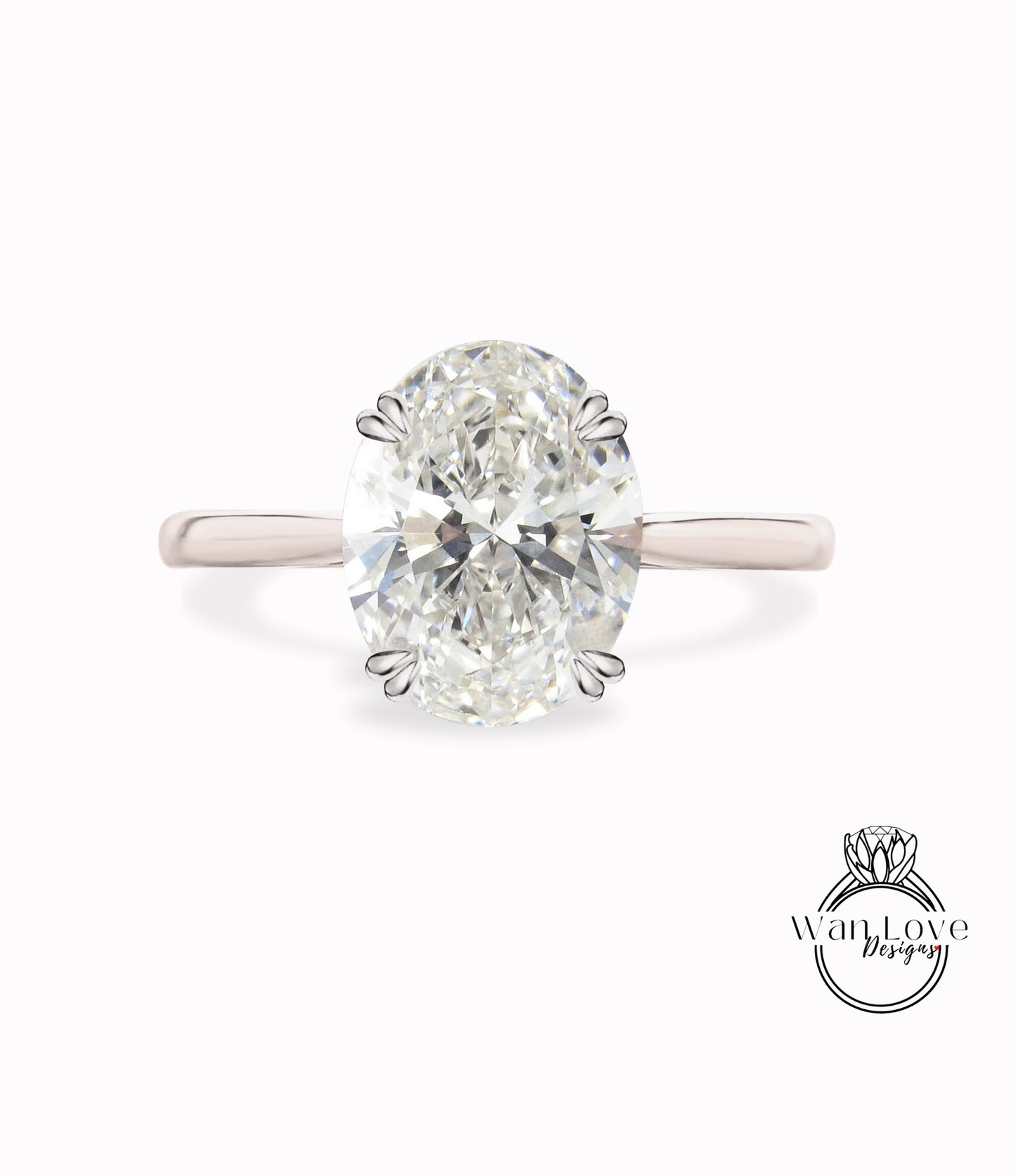 14K Rose Gold Diamond Ring- Diamond Solitaire Engagement Ring- Genuine Diamond- Oval Lab Diamond Ring- Anniversary Birthday Gift For Her
