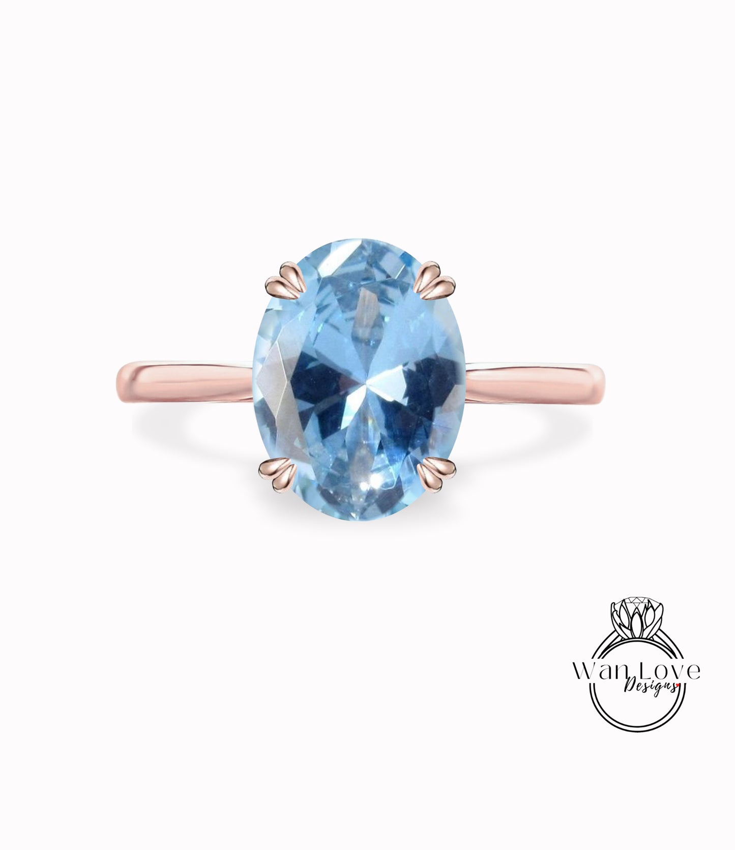 Aquamarine Spinel Solitaire Oval Engagement Ring, 14k 18k White Yellow Rose Gold-Platinum-Custom-Wedding-Anniversary-Cathedral