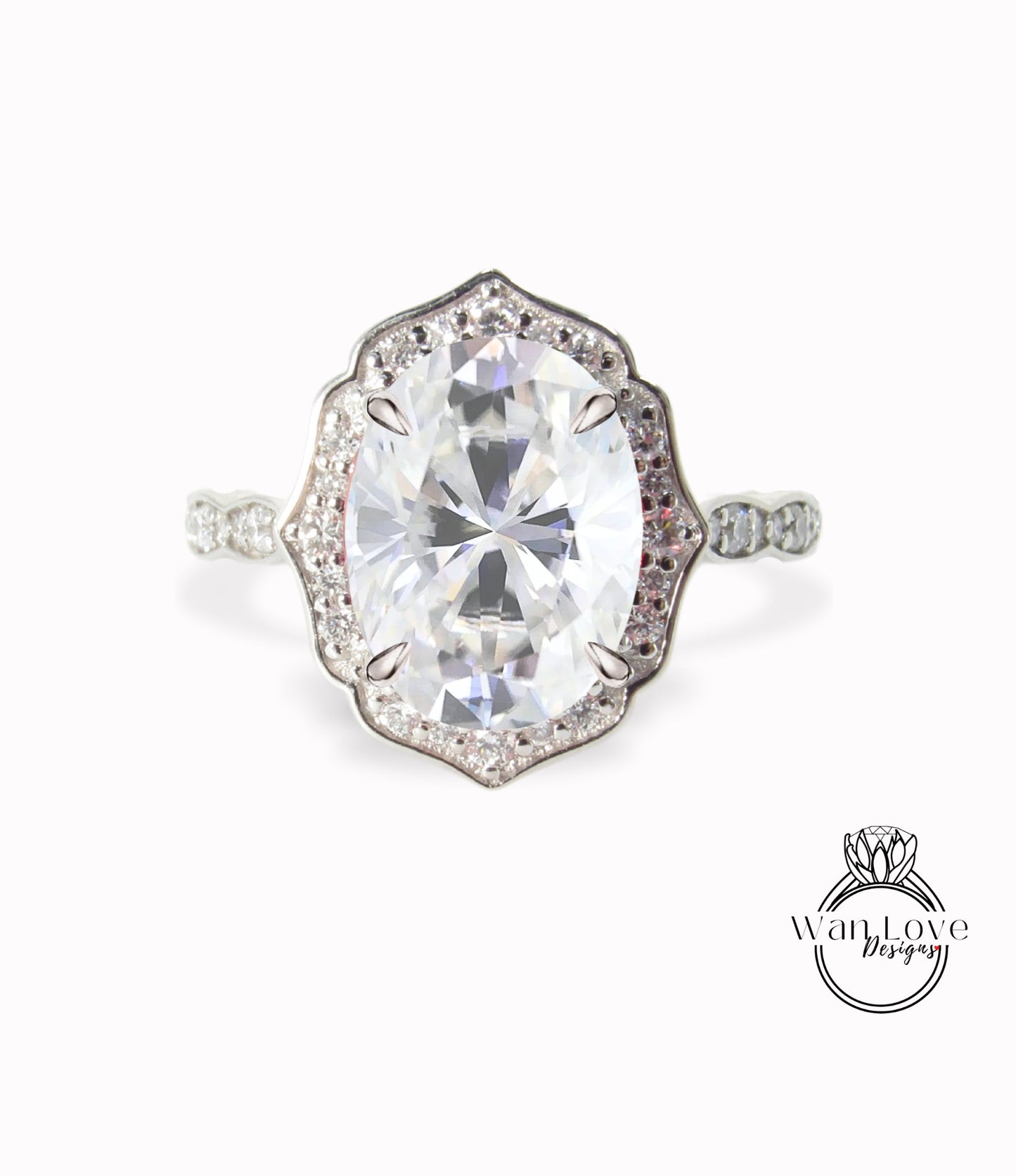 Anello di fidanzamento Moissanite vintage a forma ovale Anello in oro rosa Art Déco unico anello da sposa con diamante antico halo Anello di promessa per lei