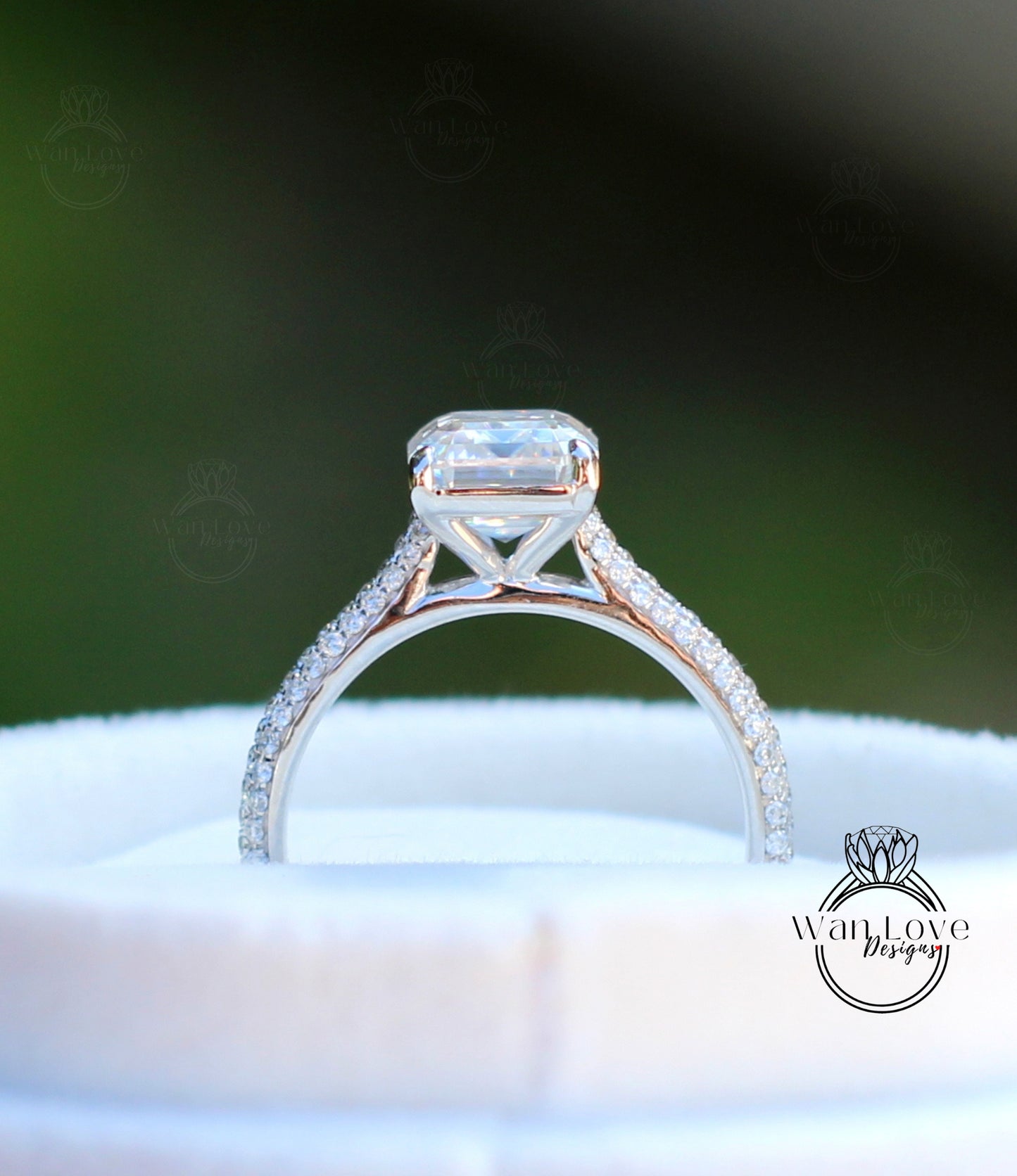 Anello di fidanzamento cattedrale Halo rotondo con zaffiro rosa e diamanti, 2 ct 8 mm, oro bianco, matrimonio, regalo di anniversario, pronto per la spedizione