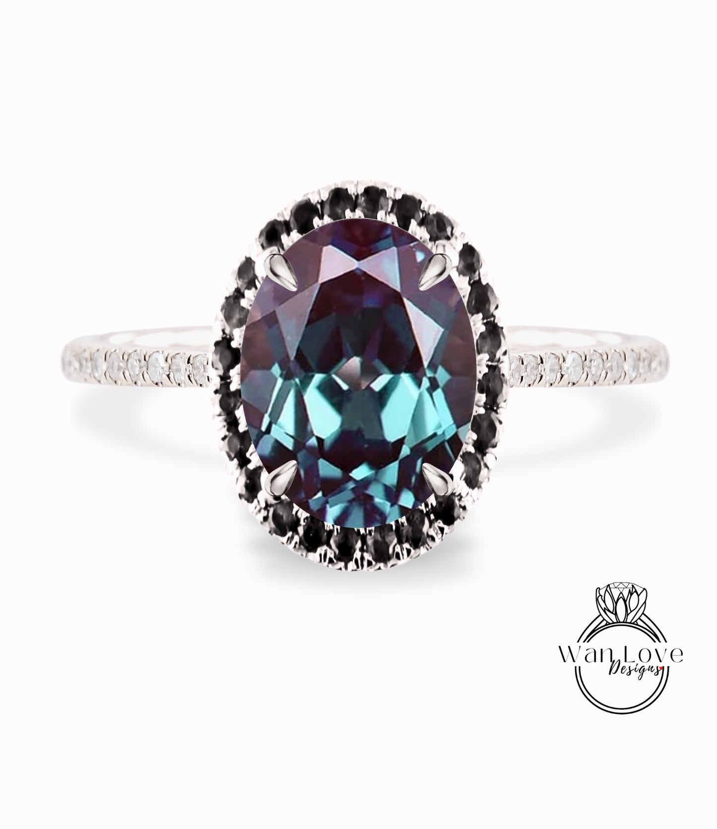 Anello con diamante Halo Anello di fidanzamento con alessandrite e diamante ovale Halo Anello con diamante Art Déco Halo Anello di promessa nuziale per anniversario di matrimonio