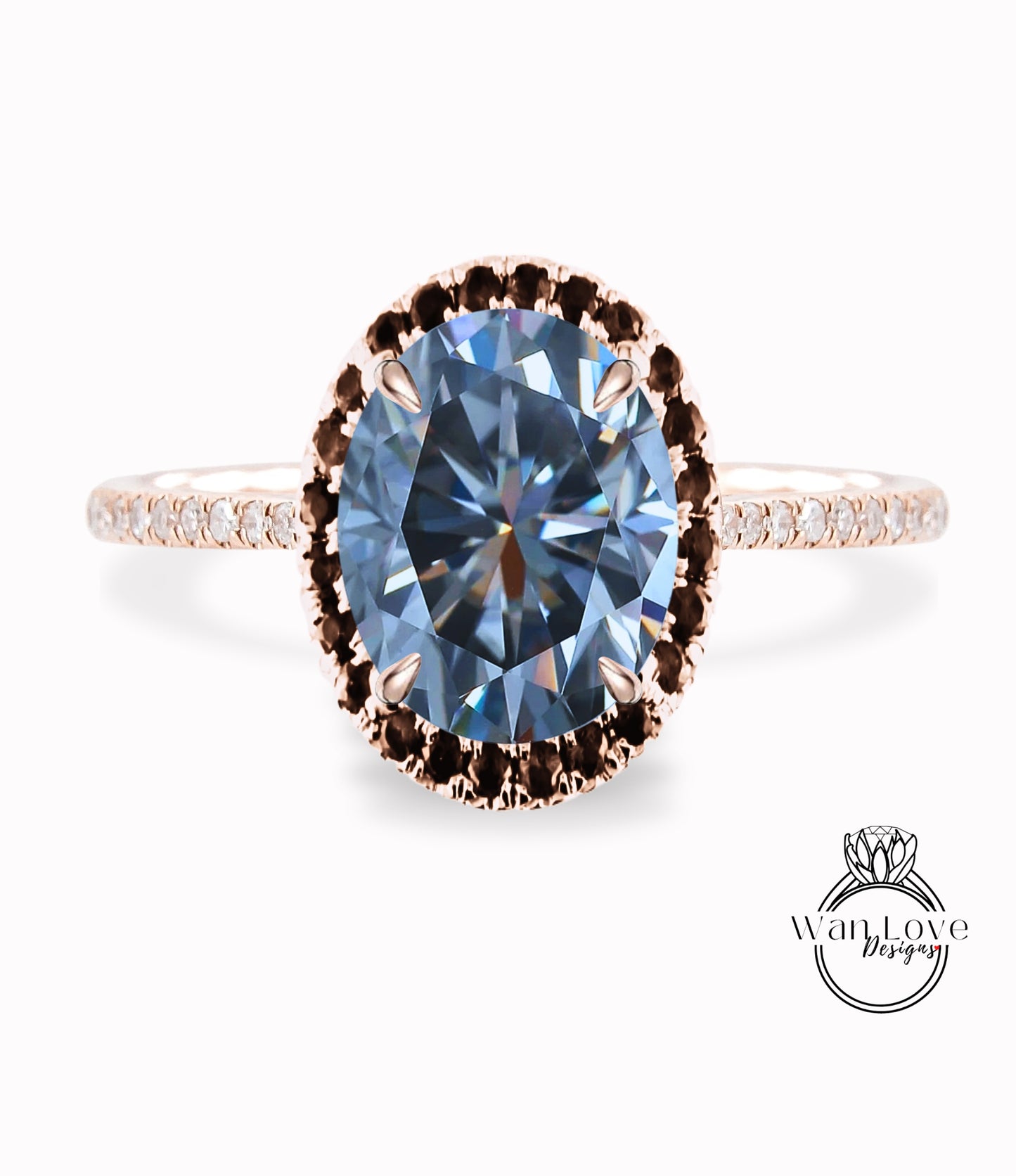 Anello con diamante Halo Moissanite grigia e anello di fidanzamento con diamante ovale Halo Anello con diamante Art Déco Halo Anello di promessa nuziale per anniversario di matrimonio