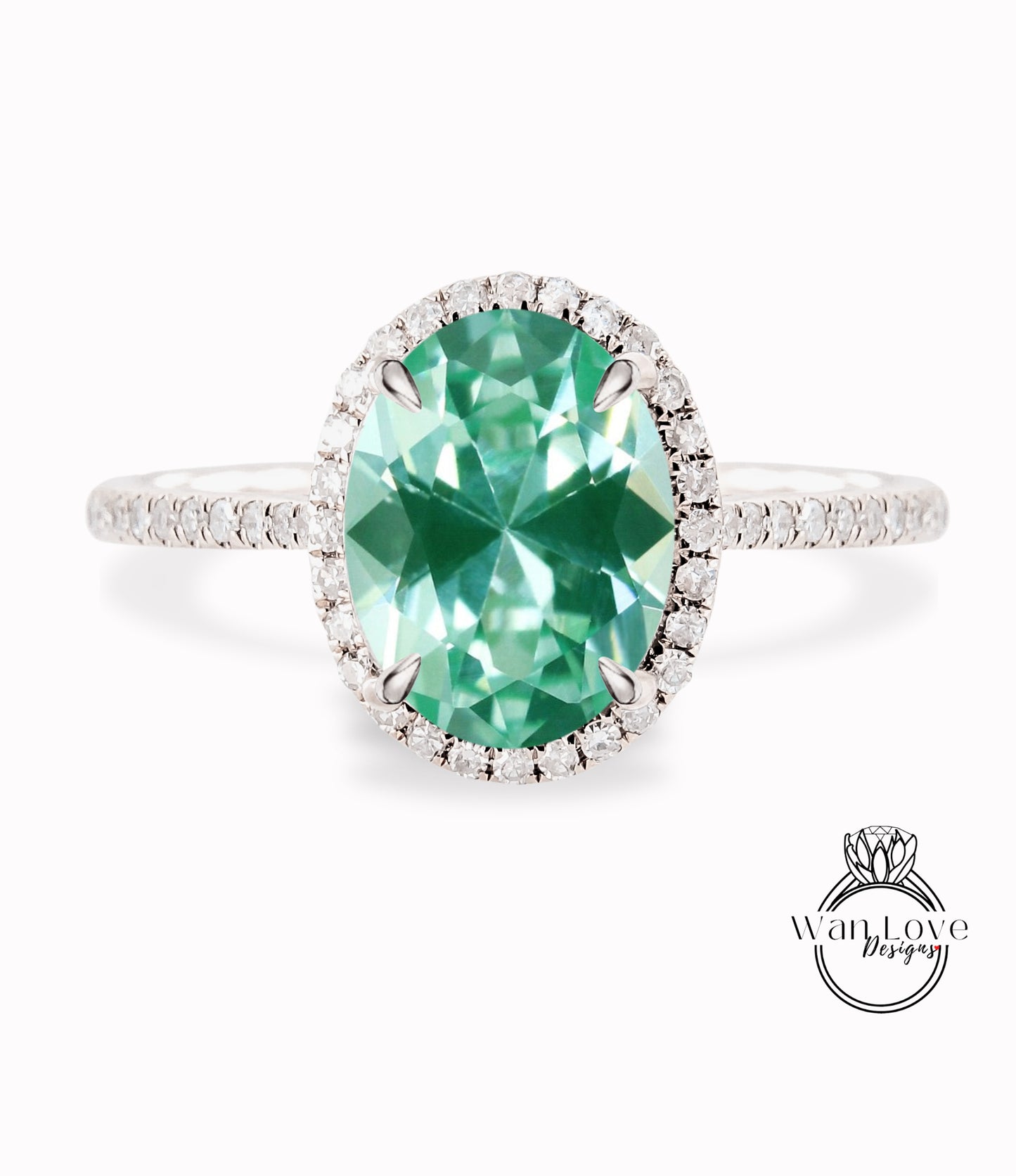 Teal Spinel & Diamond Oval Halo Engagement Ring, Custom-Bridal Wedding ring-14kt 18kt Gold, Platinum, Anniversary gift