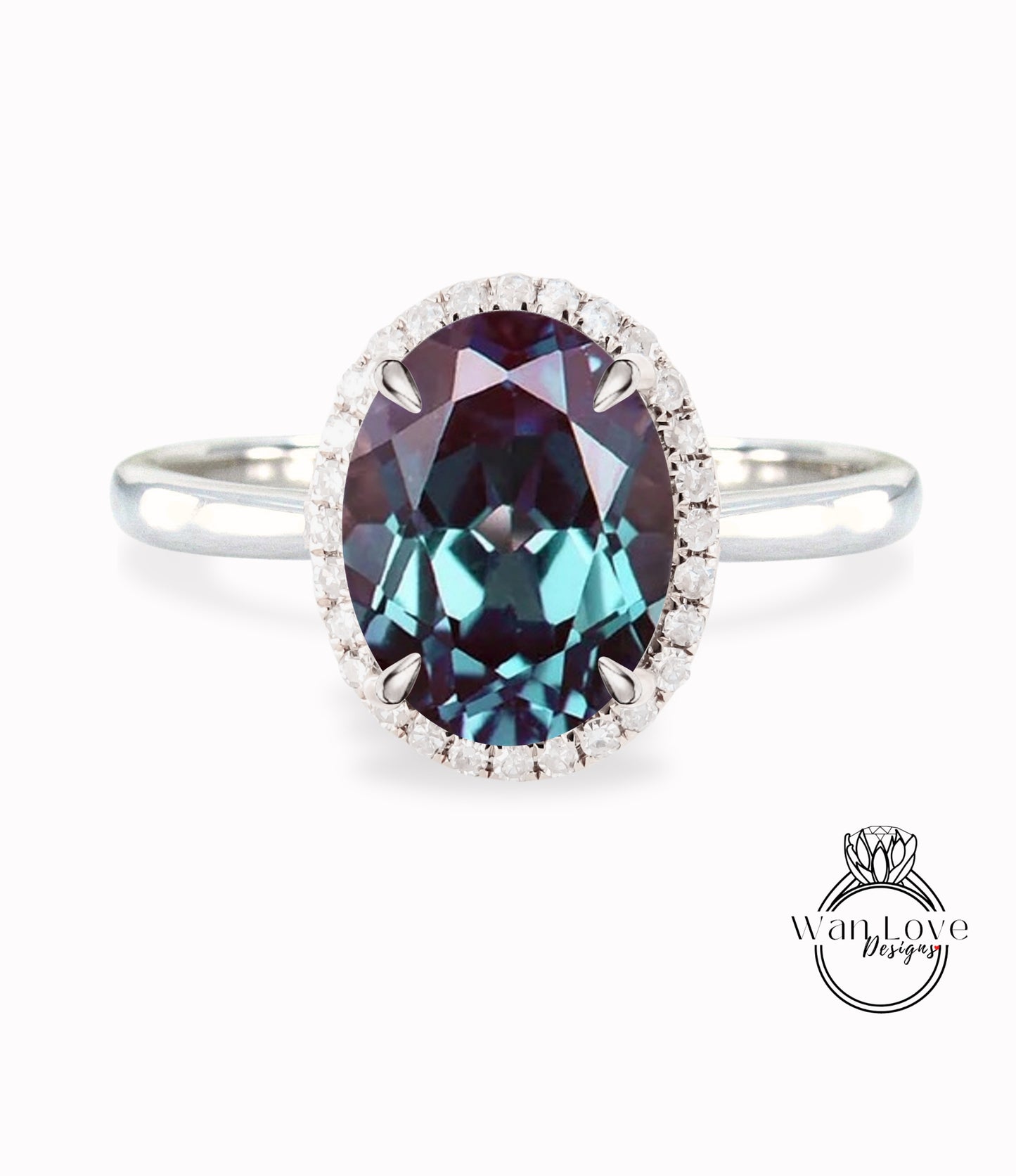 Anello di fidanzamento con alessandrite a taglio ovale, anello in oro rosa, anello di fidanzamento con alone di diamanti, affusolato, semplice, sottile, delicato, anello di promessa per l'anniversario in stile art deco