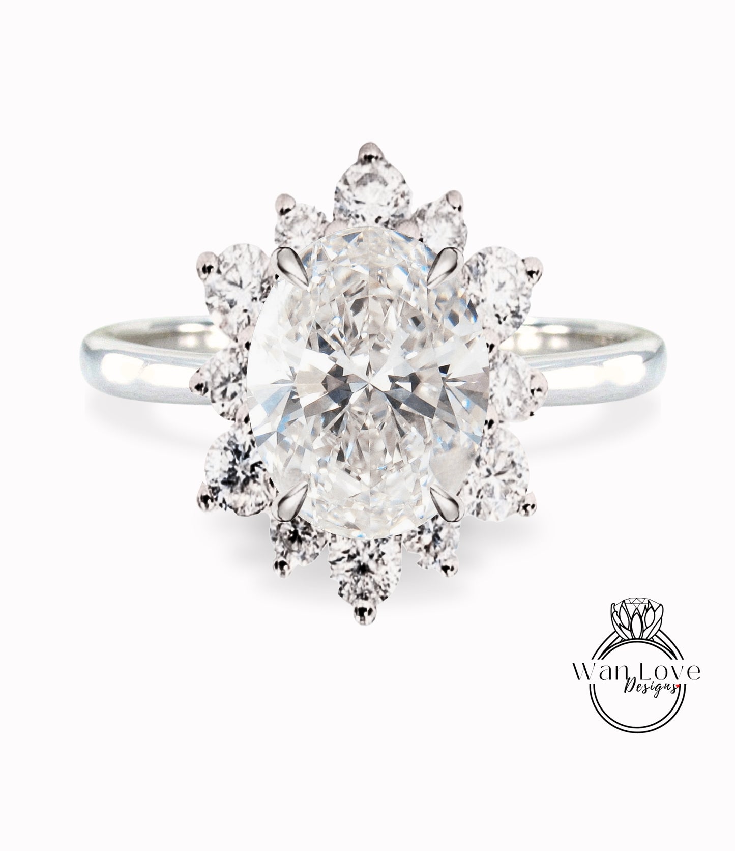 Oval lab diamond engagement ring halo ring vintage snowflake certified diamond ring rose gold ring art deco ring promise ring anniversary