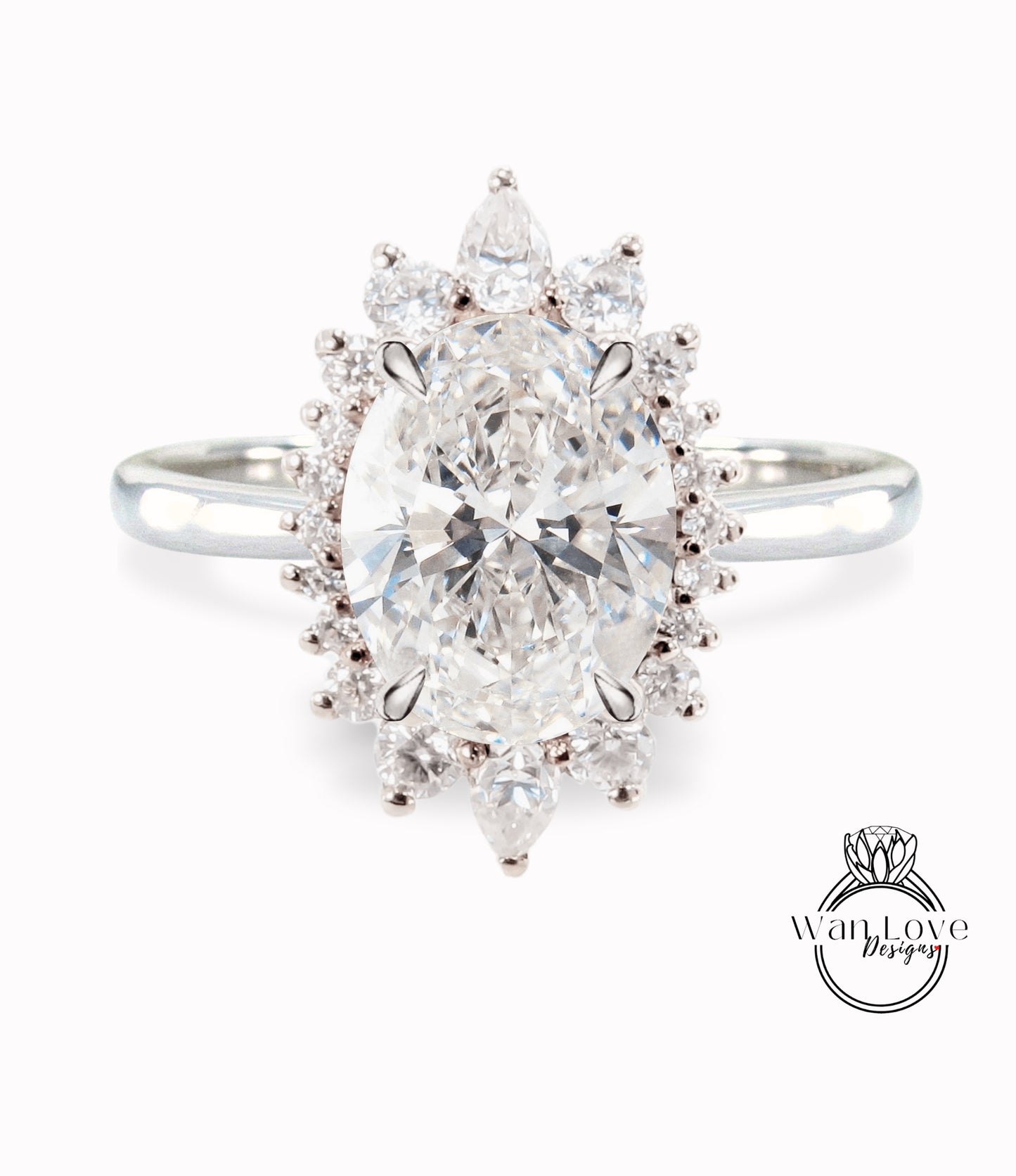 Halo Oval Diamond Engagement Ring, Halo Oval Diamond Engagement Ring, Rose Gold Oval Cluster floral Ring, Anniversary IGI Diamond Ring