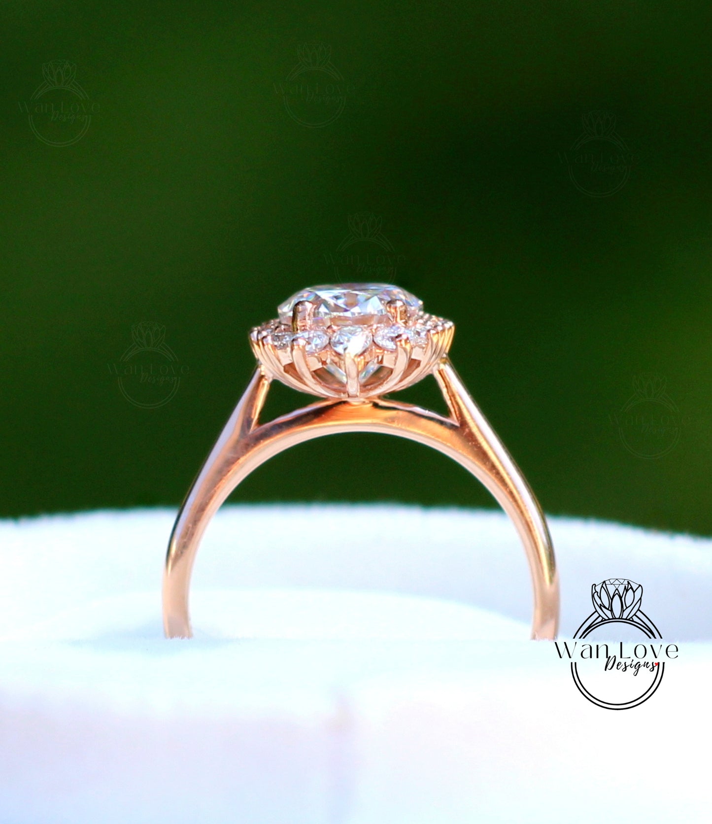 Anello di fidanzamento ovale con moissanite champagne, oro rosa vintage, anello di fidanzamento a grappolo unico, da donna, matrimonio Sunburst, regalo nuziale, pronto per la spedizione