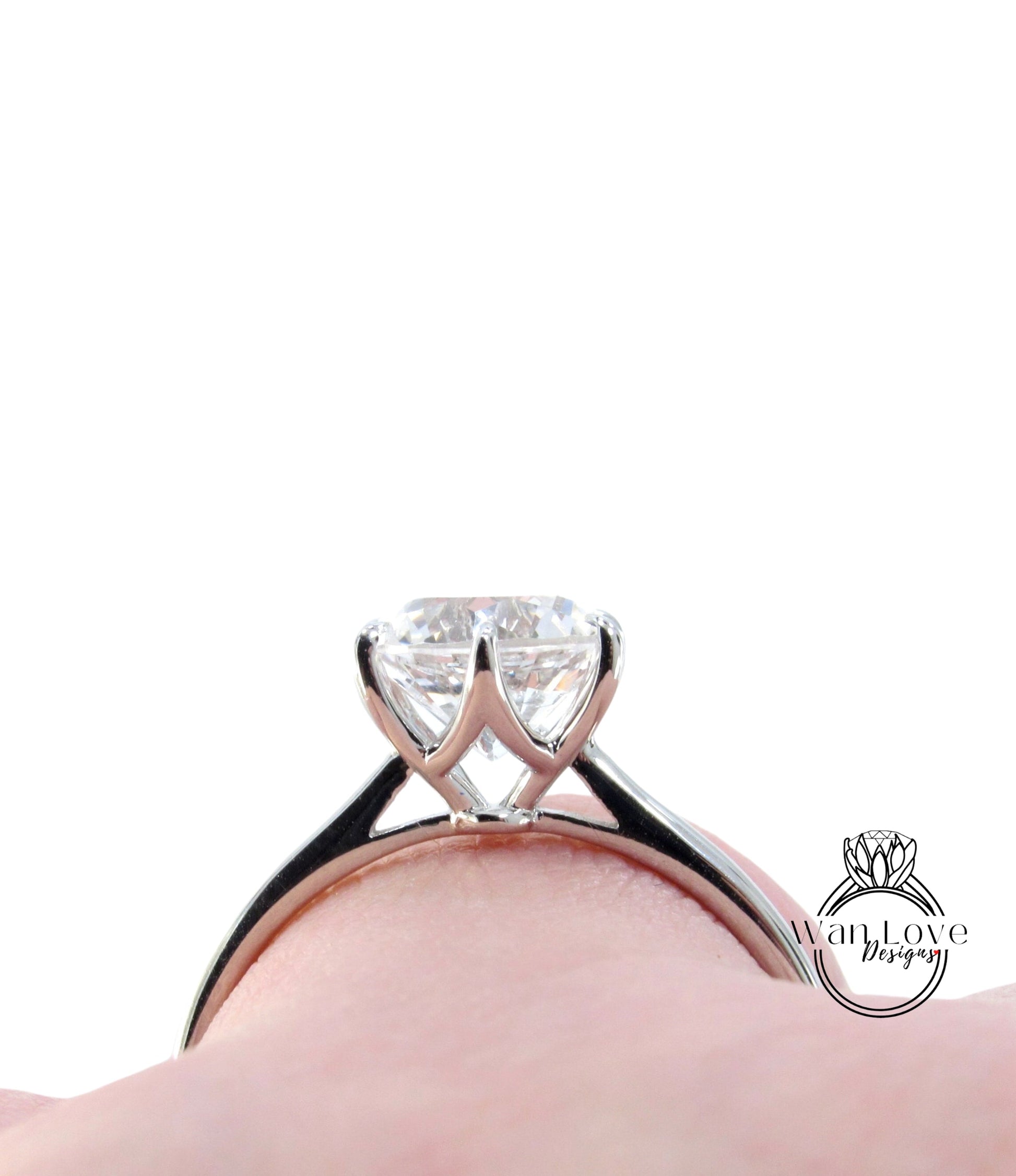 Alexandrite Trellis 6 prong Round Solitaire Engagement Ring 14k 18k White Yellow Rose Gold-Platinum-Custom made-Wedding-Anniversary Gift Wan Love Designs