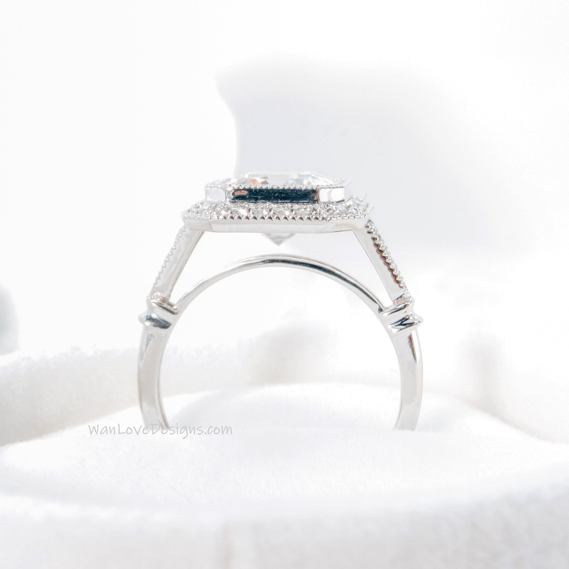 Alexandrite engagement ring gold vintage Art Deco Bezel Halo engagement ring women Antique diamond Wedding Milgrain Bridal Anniversary gift Wan Love Designs