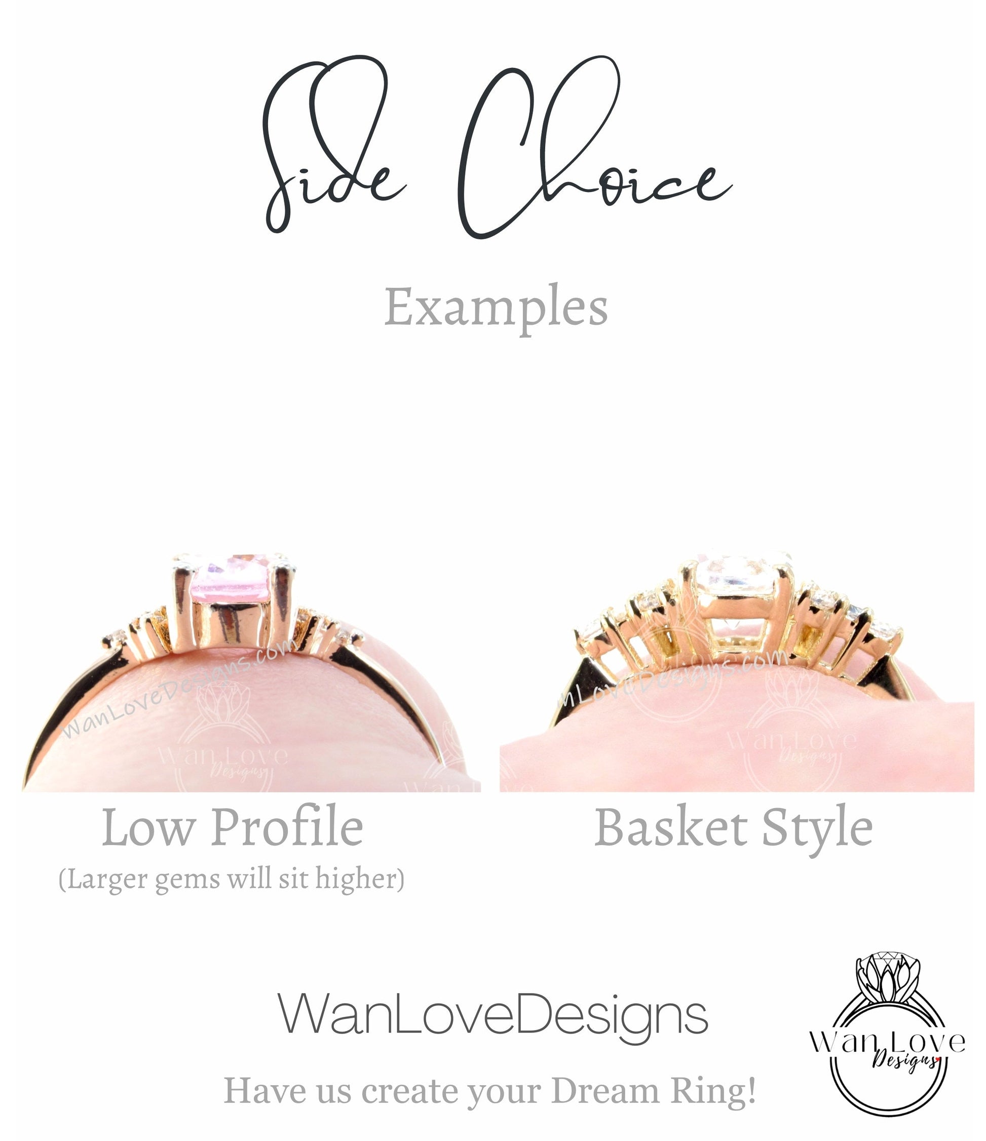 Alexandrite engagement ring vintage Emerald cut Moissanite diamond Unique Cluster rose gold engagement ring Bridal promise gift Wan Love Designs