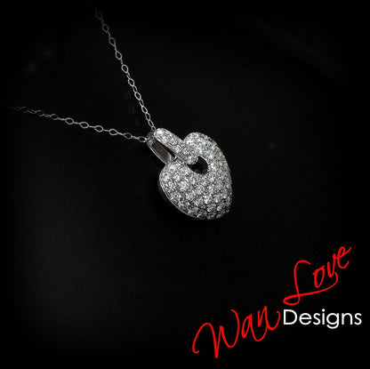Antique Heart Moissanite Pendant, Wedding Pendant, Bridal Set, Pave Setting, Anniversary Gift, Wedding Jewelry, Special Gift For Her. Wan Love Designs