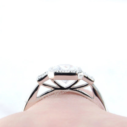 Aquamarine Blue Spinel  Engagement Ring, Bezel set Emerald, Baguette cut, Custom, 14k 18k White Yellow Rose Gold-Platinum, WanLoveDesigns Wan Love Designs