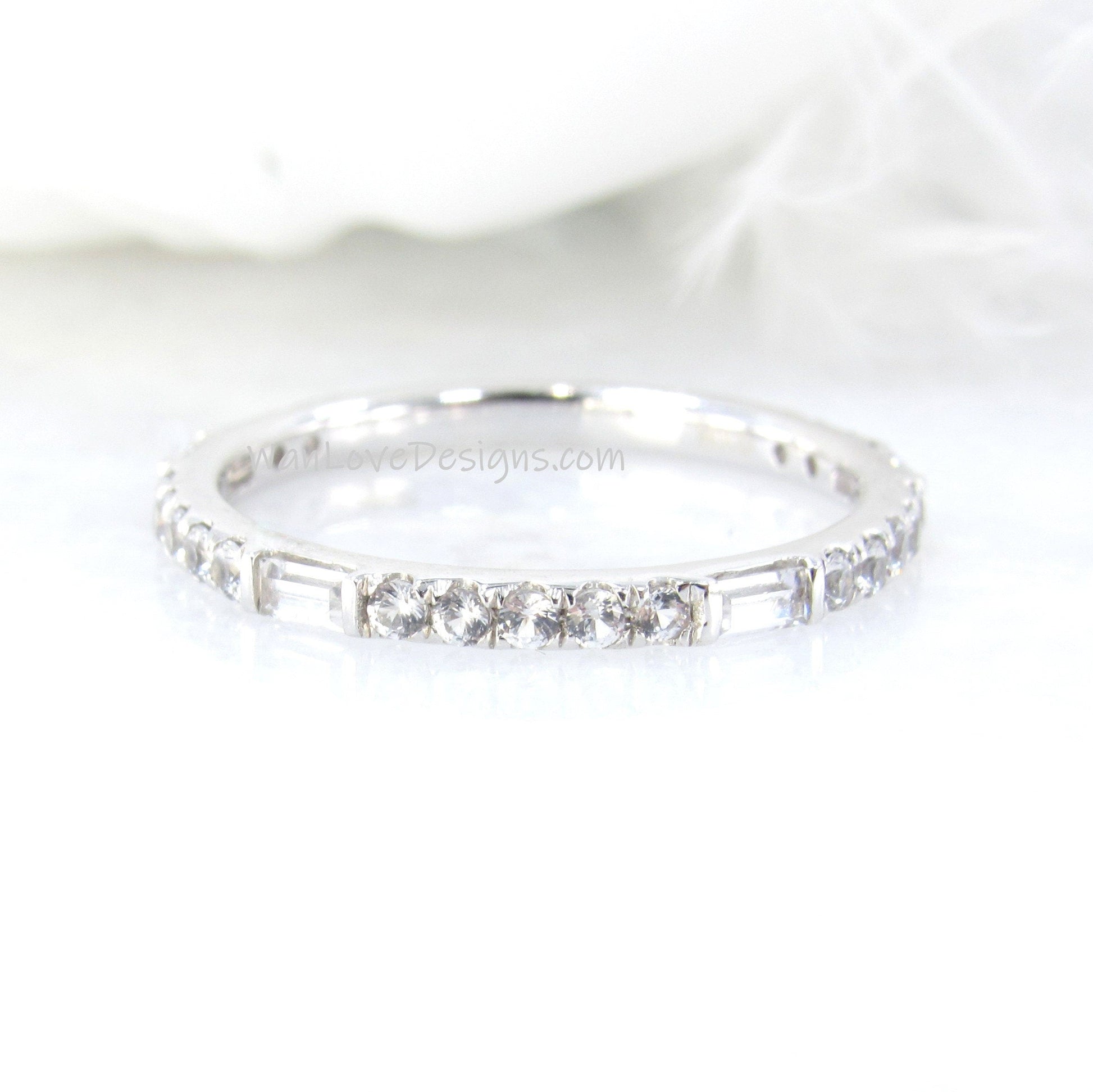 Baguette Bar Almost Eternity Ring • Diamond Round 3/4 Eternity Ring • Dash Dot Engagement Ring • Moissanite Anniversary Ring • Gift for her Wan Love Designs