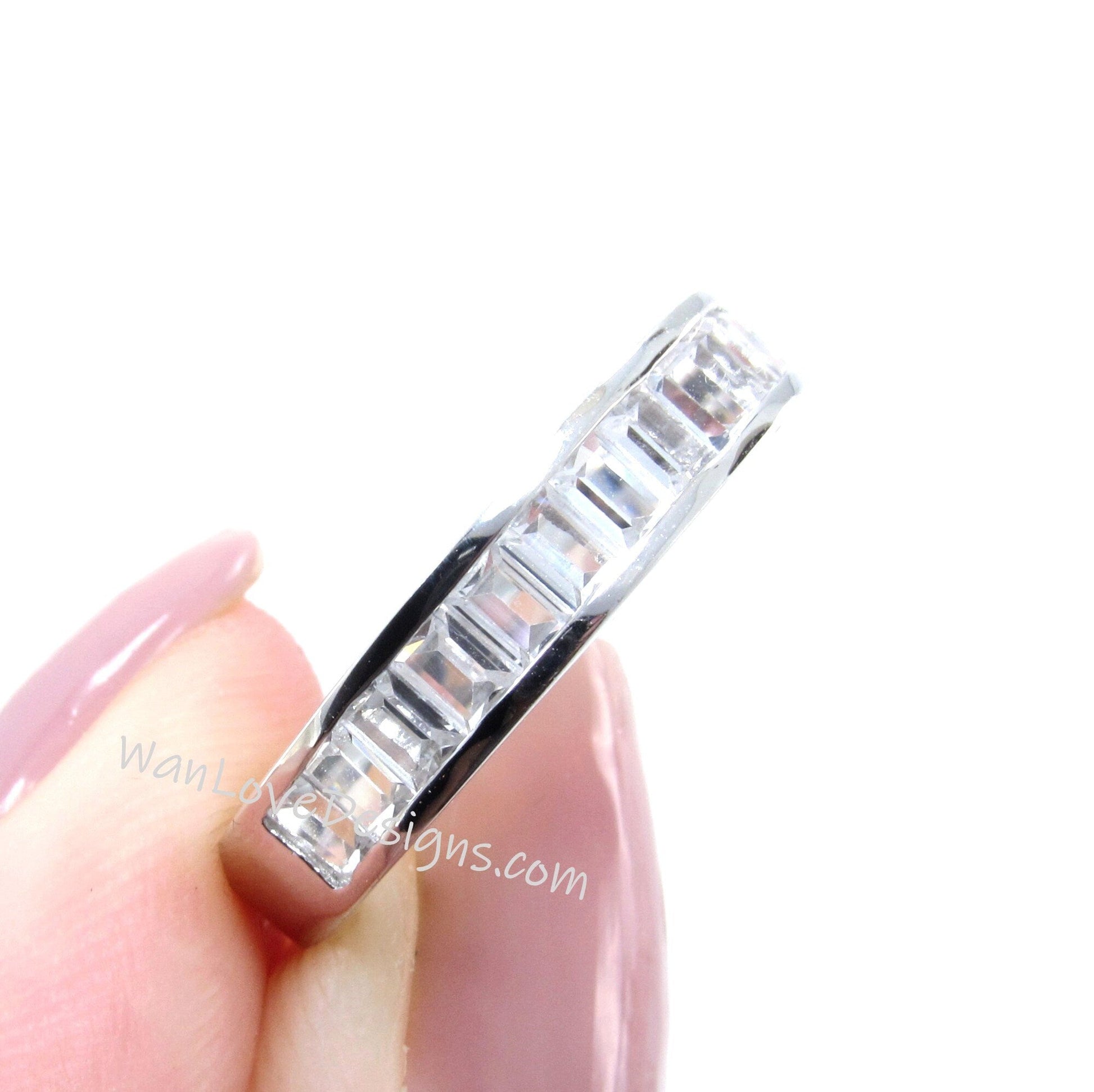 Baguette Halfway Half Eternity Ring • Diamond 1/2 Eternity Ring • Engagement Ring • Anniversary Ring • Birthstone Mothers Day Gift Wan Love Designs