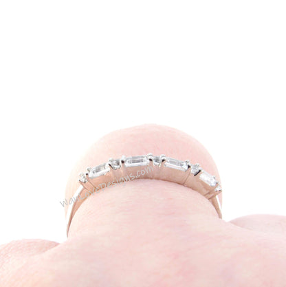 Baguette Round Wedding Band- 14k Rose Gold Band- Curved Wedding Band- Curved Ring- Arc Ring- Matching Band- Stacking Ring- Ring Layering Wan Love Designs