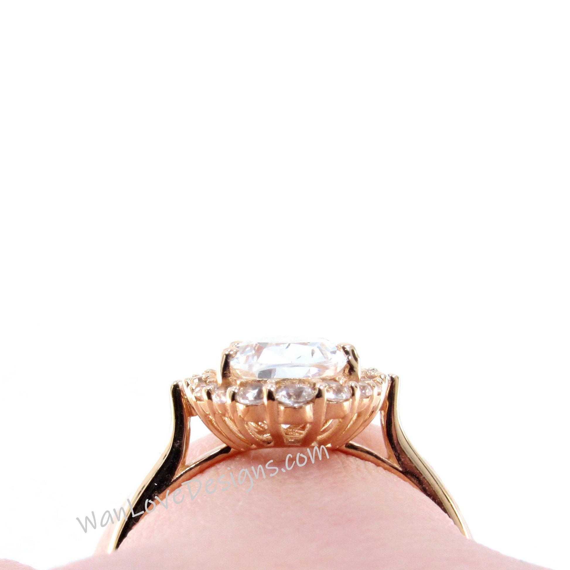 Black Spinel & Diamond Graduated Halo Engagement Ring, Pear, Plain Shank, Custom-14k 18k White Yellow Rose Gold-Platinum Wan Love Designs