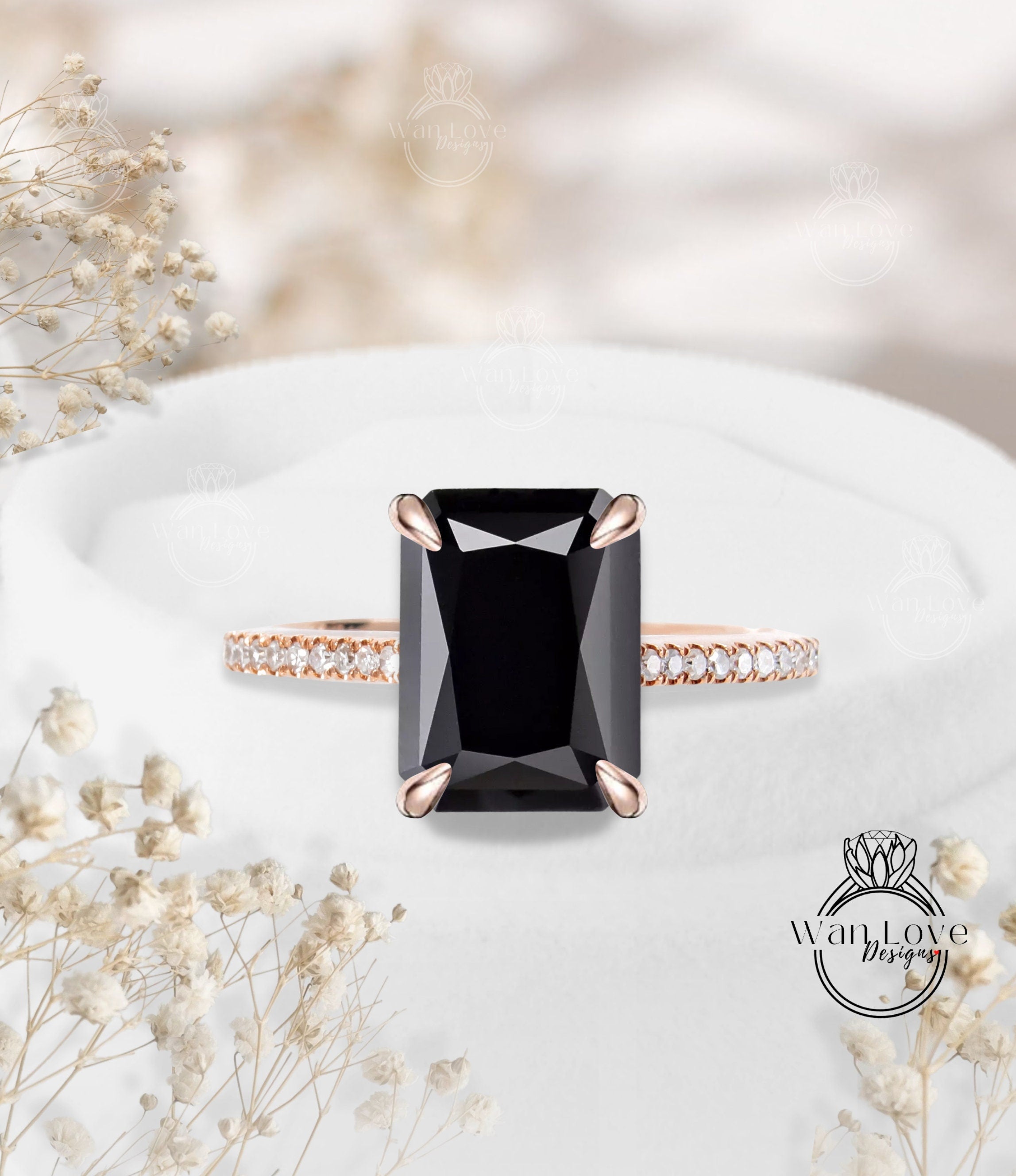 Black spinel store engagement ring