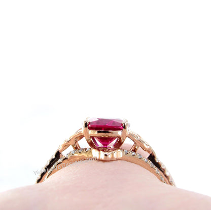 Celtic Moonstone & Diamond Oval Bridal Engagement Ring Curved V Chevron Wedding Band Set, 14k 18k Platinum, Anniversary Gift WanLoveDesigns Wan Love Designs