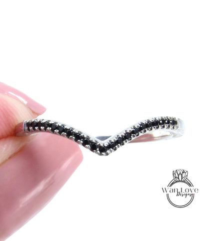 Fede nuziale in spinello nero, fede vintage, fede nuziale curva unica, fascia abbinata, anello art deco, anello nuziale, anello anniversario, anello pronto per la spedizione