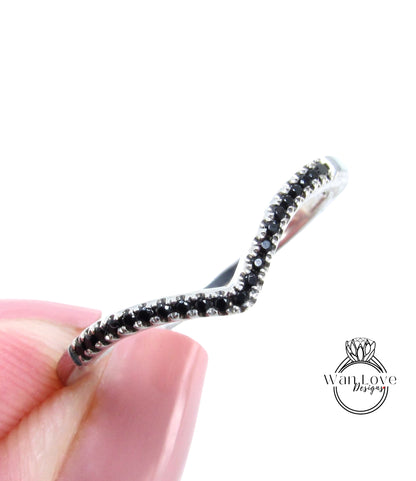 Fede nuziale in spinello nero, fede vintage, fede nuziale curva unica, fascia abbinata, anello art deco, anello nuziale, anello anniversario, anello pronto per la spedizione