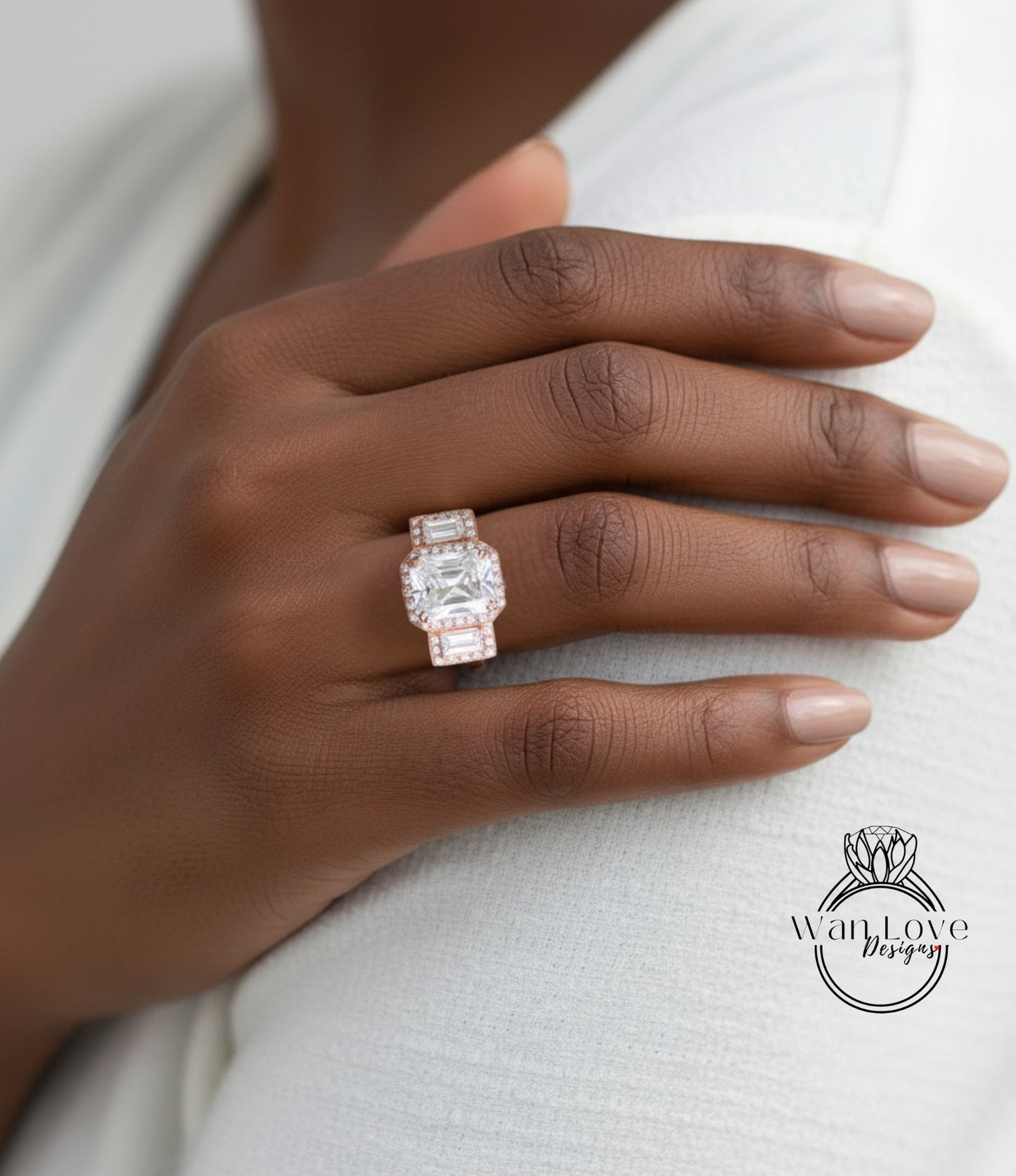 Anello di fidanzamento con smeraldo e smeraldo baguette con smeraldo, 3 ct 9x7 mm, personalizzato, 14k 18k bianco giallo oro rosa-platino-regalo di nozze personalizzato