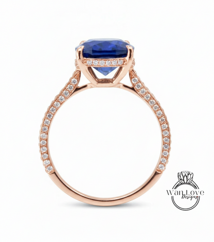 Anello di fidanzamento con zaffiro bianco a taglio ovale, anello di diamanti vintage con alone laterale, anello moissanite, anello in oro rosa, anello art deco, anello anniversario promessa.