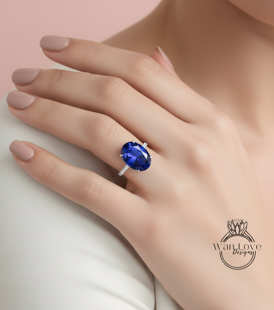 Anello di fidanzamento con zaffiro bianco a taglio ovale, anello di diamanti vintage con alone laterale, anello moissanite, anello in oro rosa, anello art deco, anello anniversario promessa.