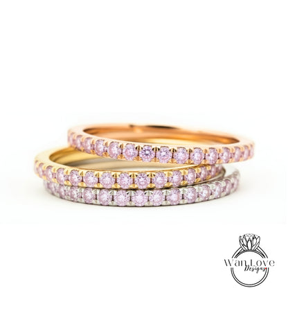 Womens Half Eternity Wedding Band, 14k Gold Wedding Ring, Diamond Stackable Band, Stacking Ring, Anniversary Ring, Engagement Ring Band