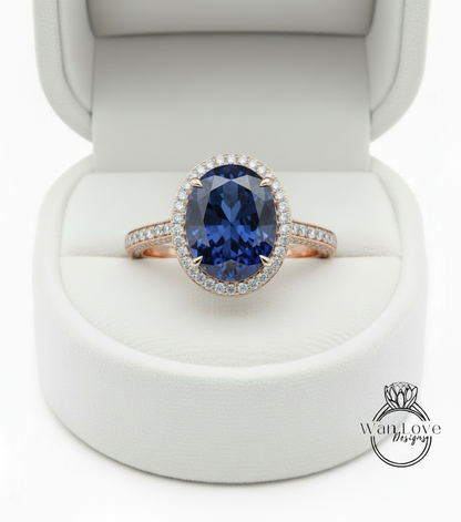 Anello di fidanzamento con zaffiro bianco a taglio ovale, anello di diamanti vintage con alone laterale, anello moissanite, anello in oro rosa, anello art deco, anello anniversario promessa.