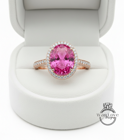 Anello di fidanzamento con zaffiro bianco a taglio ovale, anello di diamanti vintage con alone laterale, anello moissanite, anello in oro rosa, anello art deco, anello anniversario promessa.