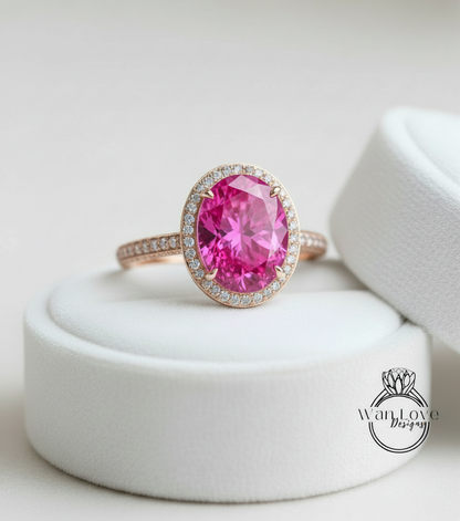 Anello di fidanzamento con zaffiro bianco a taglio ovale, anello di diamanti vintage con alone laterale, anello moissanite, anello in oro rosa, anello art deco, anello anniversario promessa.