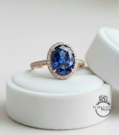 Anello di fidanzamento con zaffiro bianco a taglio ovale, anello di diamanti vintage con alone laterale, anello moissanite, anello in oro rosa, anello art deco, anello anniversario promessa.