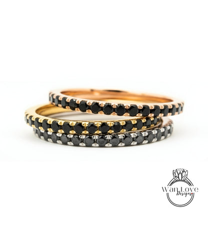 Womens Half Eternity Wedding Band, 14k Gold Wedding Ring, Diamond Stackable Band, Stacking Ring, Anniversary Ring, Engagement Ring Band