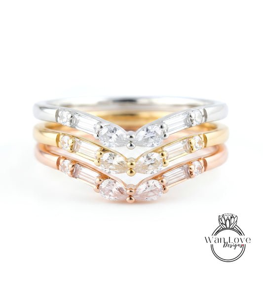 Anello Mezza Eternità a metà strada con pera baguette • Anello Eternità con diamanti • Anello di fidanzamento • Anello anniversario • Regalo per la festa della mamma con pietra portafortuna