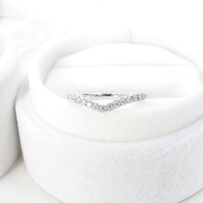 Anello con fede nuziale Moissanite abbinato con nidificazione curva con diamanti, zaffiro 14k, 18k, bianco, giallo, oro rosa, platino, anniversario personalizzato, regalo nuziale